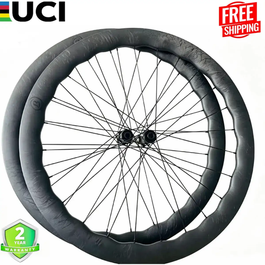 Bola ELT 450W Carbon Wave Gravel Wheelset 700C – 45/50mm, 24mm Internal, Tubeless, 1310g Carbon Fiber Sporting Goods