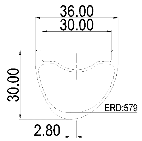 32er Asymmetric Carbon MTB Rim | 25mm Height, 30mm Inner Width | Tubeless-Ready | BOLA