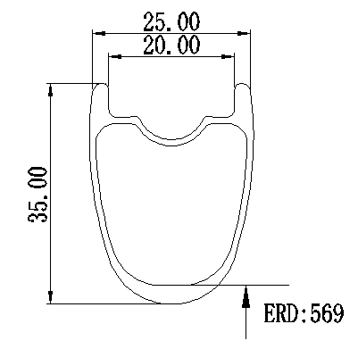 700C superlight tubeless ready carbon bike rim 35mm low profile  25mm wide 18mm inner wide for cross-country,hook or hookless