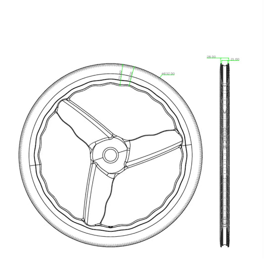 3-Spoke Carbon 700c 28mm Tubeless Front Wheel for Triathlon, TT & Track(副本)