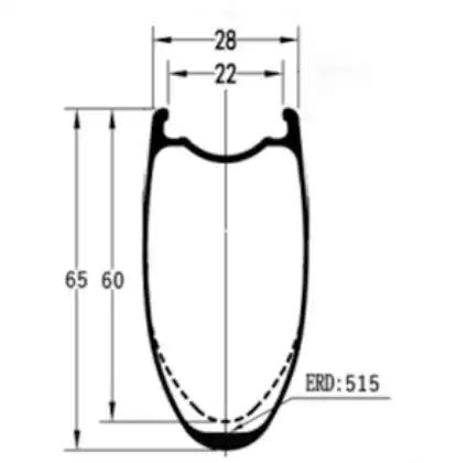 700C Carbon Road Bike Rim 60mm/65mm Wave Aero with 28mm width, tubeless design, and ultralight 430g weight.