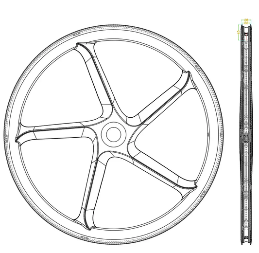 700c 28mm Tubeless 5-Spoke Carbon Wheel for Triathlon,TT & Track缺实图(副本) Carbon Fiber Sporting Goods