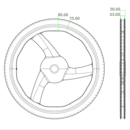 700c 30mm Tubeless 3-Spoke Carbon Deep Wavy Front Wheel for Triathlon,TT & Track缺实图 Carbon Fiber Sporting Goods