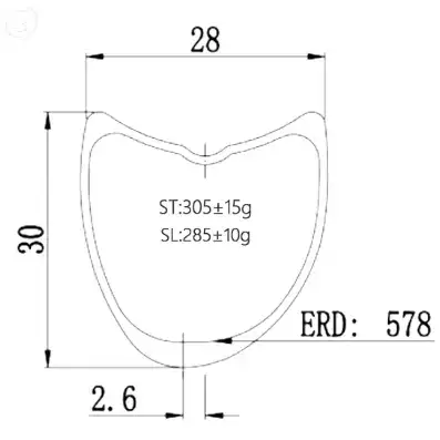 700c Carbon Tubular Rim, 35mm Depth, 28mm Wide, Offset Option Bola