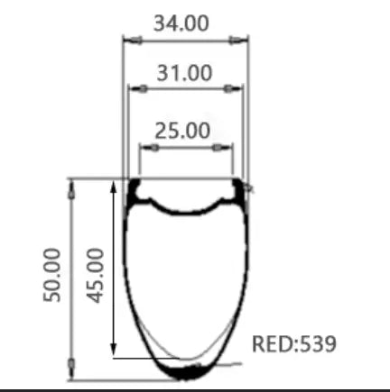 Carbon disc brake rim comparison – 34mm wide 45mm and 50mm aero height variants side by side