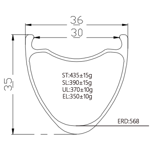 700C 35mm Tubeless Carbon Gravel Rim 36/30mm | Bola