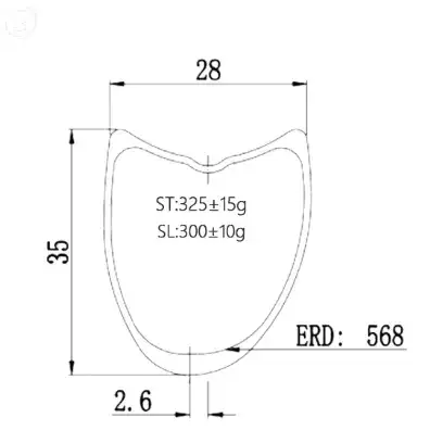 700c Carbon Tubular Rim 35mm Depth 28mm Width Asymmetric or Metric Bola