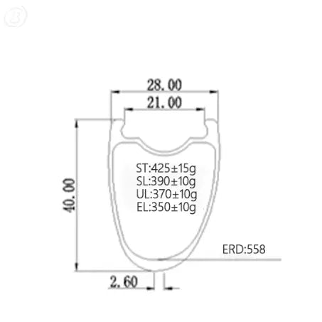 Bola 700c 40mm Offset Carbon Tubeless Rim, 28mm Wide Carbon Fiber Sporting Goods