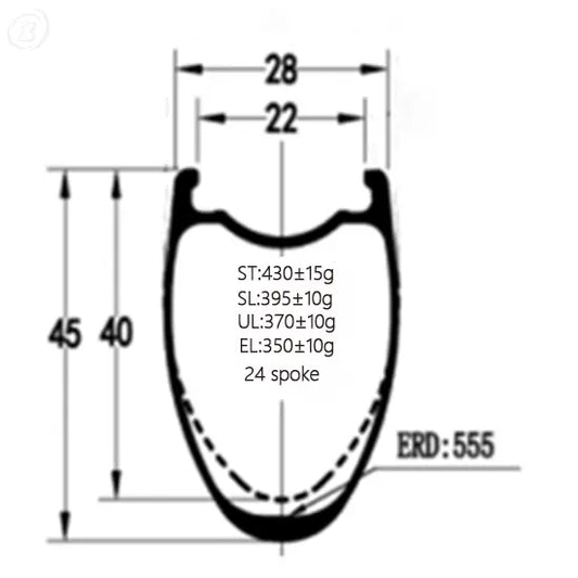 700C Carbon Road Rim | 28mm Wide | 40mm & 45mm Depth | Disc Brake | 24-Spoke Carbon Fiber Sporting Goods