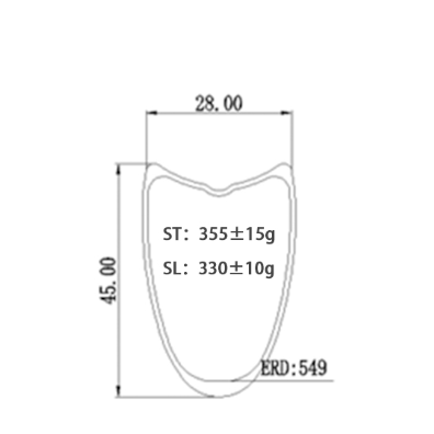 700c Carbon Tubular Rim 45mm Depth, 28mm Wide Asymmetric Optional Carbon Fiber Sporting Goods