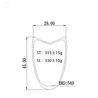 700c Carbon Tubular Rim 45mm Depth, 28mm Wide Asymmetric Optional Carbon Fiber Sporting Goods