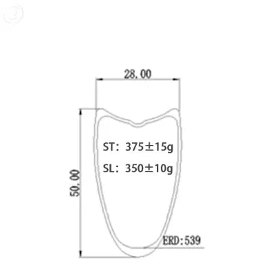 700c Carbon Tubular Rim 50mm Depth 28mm Width Asymmetric or Metric Carbon Fiber Sporting Goods
