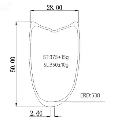 700c Carbon Tubular Rim 50mm Depth 28mm Width Asymmetric or Metric Bola