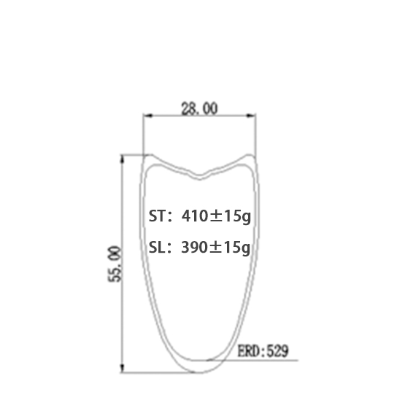 700c Carbon Tubular Rim 55mm Depth, 28mm Wide Offset Optional Carbon Fiber Sporting Goods
