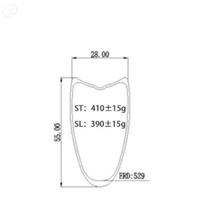 700c Carbon Tubular Rim 55mm Depth, 28mm Wide Offset Optional Carbon Fiber Sporting Goods