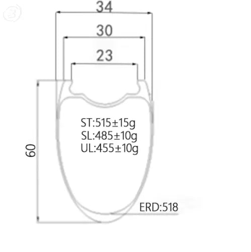 Bola 700c Carbon Road Rim, 60mm UV Profile, Tubeless Ready, 23mm Inner Width Carbon Fiber Sporting Goods