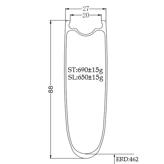 700c tubeless carbon road rim 88mm high 27mm outer wide 20mm hooked for ironman track TT triatphlon,super light option Bola