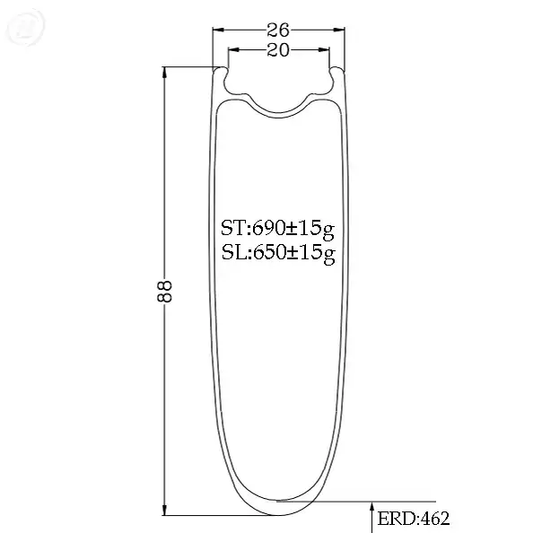700C Carbon Tubeless Ready Rim, 88mm Deep, 25mm Wide, U-Shape for TT and Triathlon, Bola Carbon Fiber Sporting Goods
