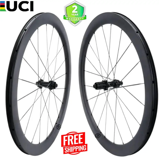 Bola PRO 50G 700C Carbon Disc Wheelset – 50mm Deep, 34-38mm Wide, Ceramic Hub, Flat Carbon Spokes Carbon Fiber Sporting Goods
