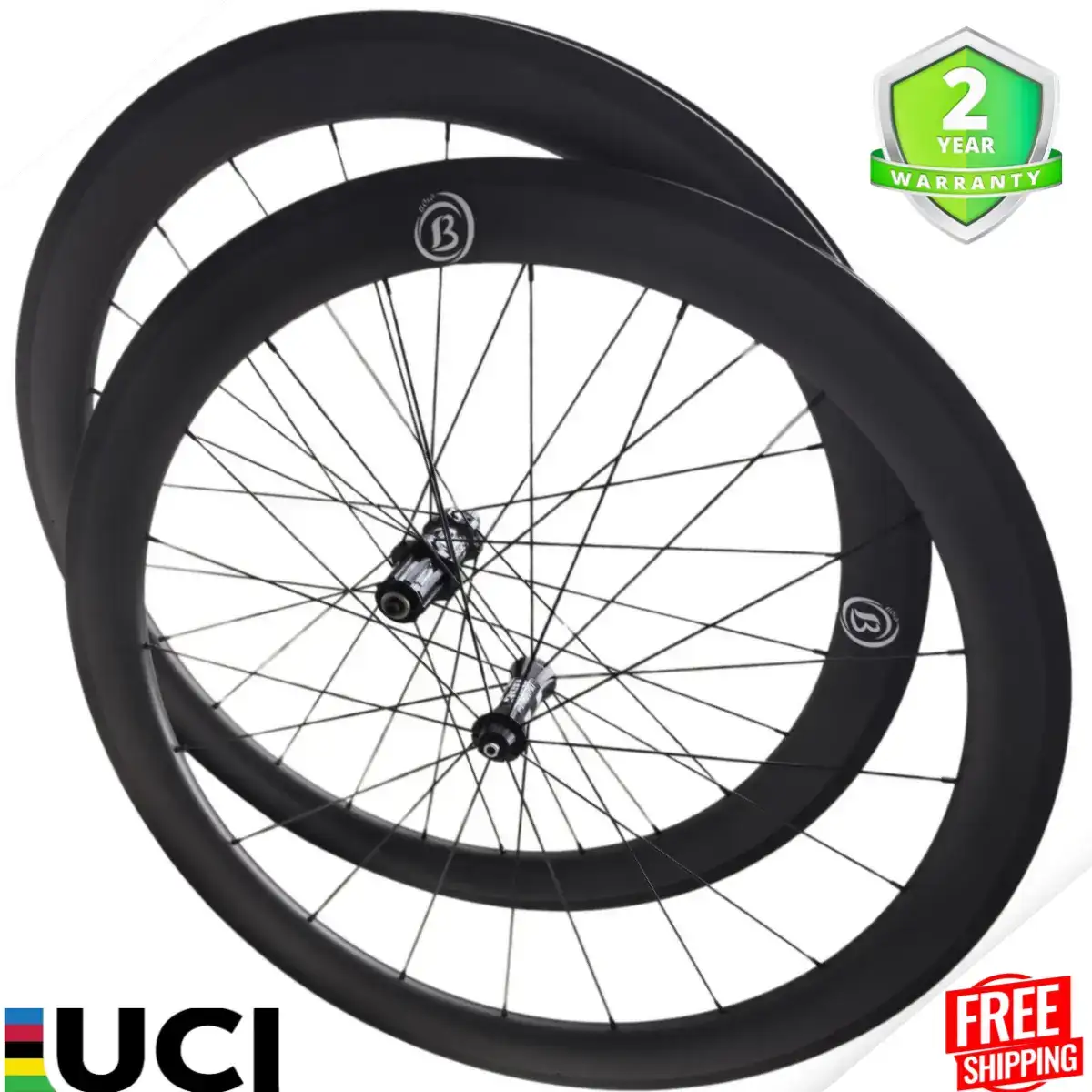Bola ST 50C Carbon Wheelset, DT350S Hubs, Rim Brake, 50mm, Tubeless, 25/28mm, 1410g Carbon Fiber Sporting Goods