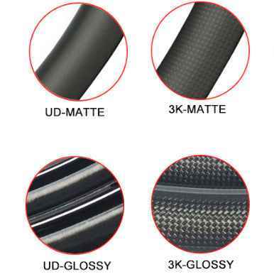 40mm BOLA carbon road rim, matte UD carbon finish, close-up on fiber layup and rim wall detail