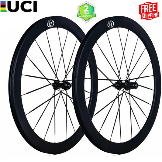 Bola PRO 50R Carbon Disc Wheelset – 700C, 50mm, 28/30mm Wide, T800 Tubeless, Flat Carbon Spokes, Ceramic Hub, 1200g Carbon Fiber Sporting Goods