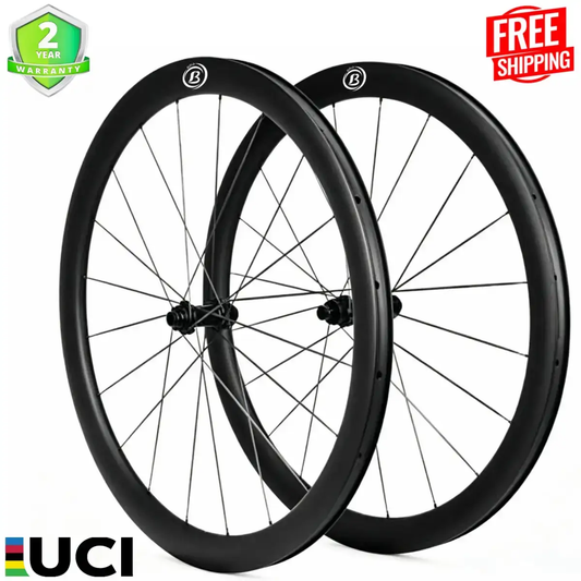 Bola PRO 40R Carbon Disc Wheelset 700C – 40mm Deep, 28/30mm Wide, Tubeless, Flat Carbon Spokes,Ceramic Hub Carbon Fiber Sporting Goods