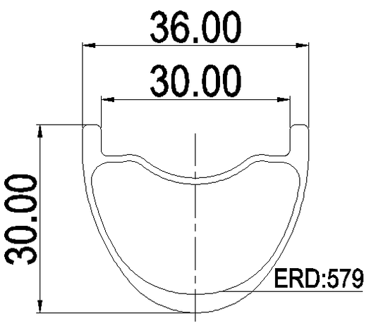 Close-up of 30mm profile carbon MTB rim for 29-inch wheels, matte black, tubeless-ready design