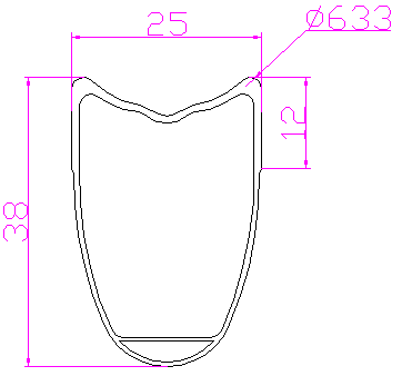 Tubular carbon rims 38mm profile 25mm wide for Disc Brake