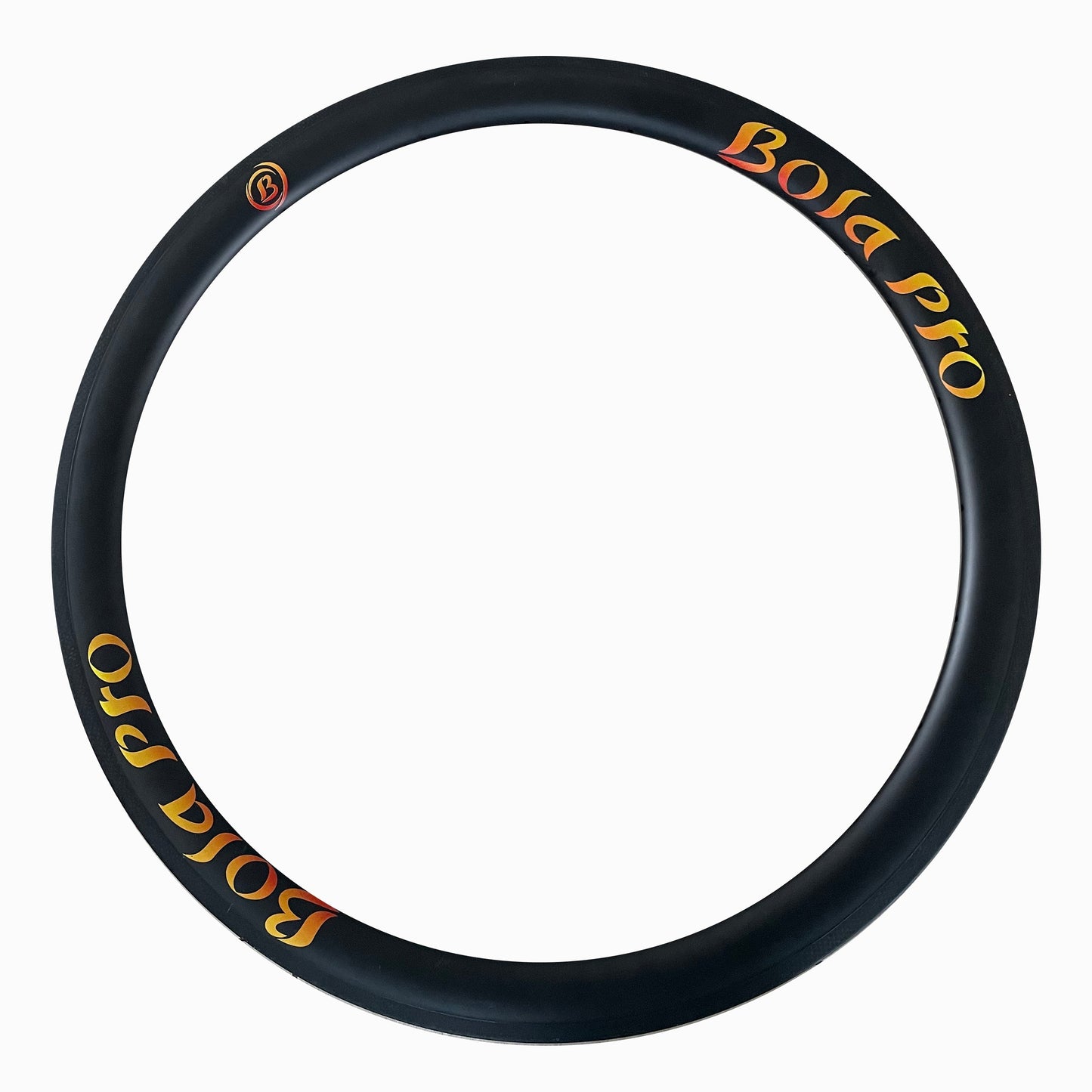 88mm carbon front rim for triathlon, yellow Bola Pro branding, 700c deep section aero design