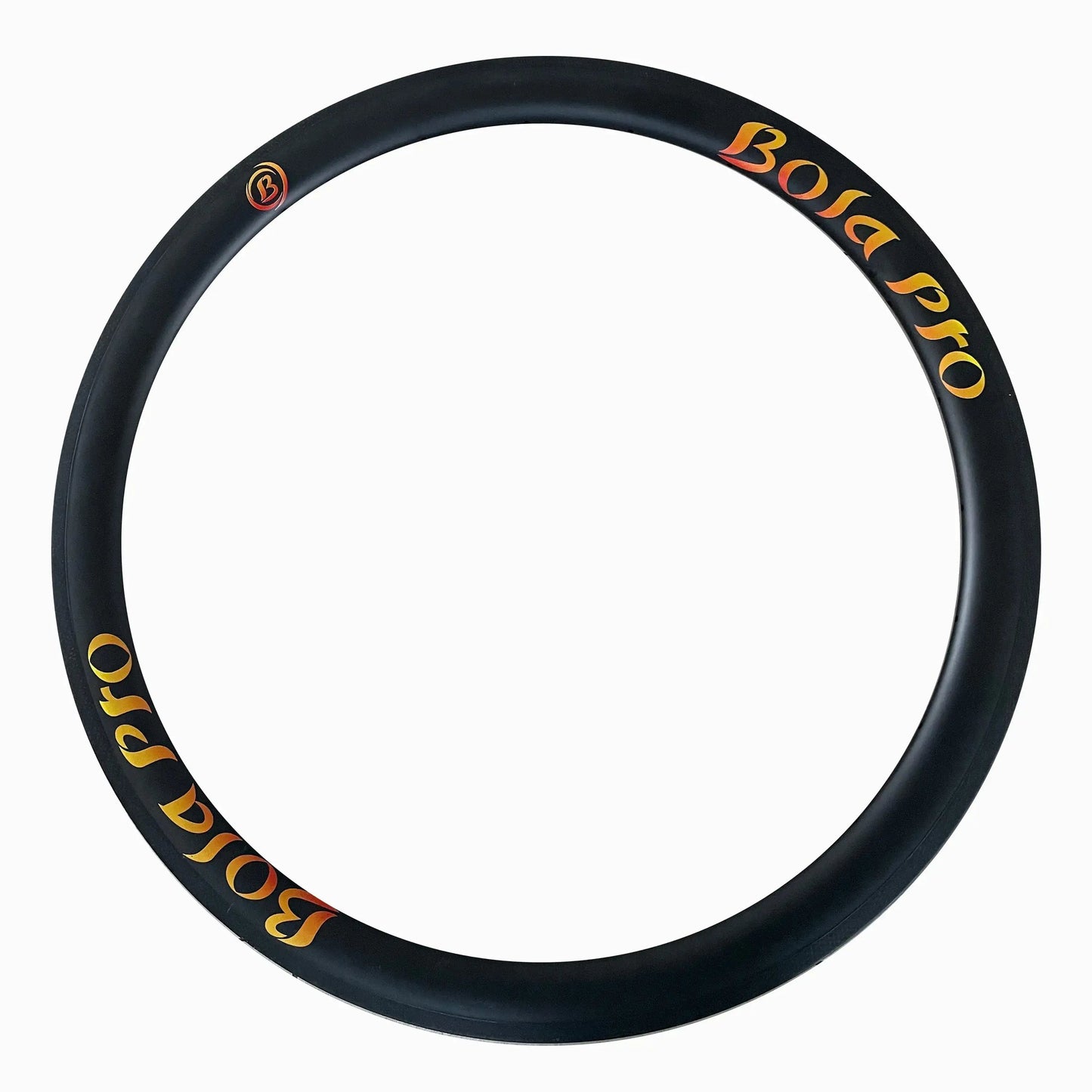 60mm Bola carbon tubeless road rim with yellow Bola Pro text and matte black carbon finish, 700c size