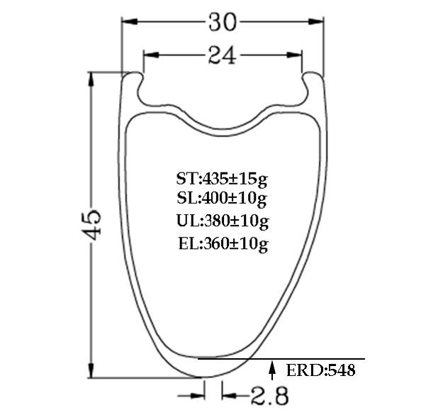 700c asymmetric tubeless carbon gravel bike rim 45mm high 30mm outer wide 24mm or 25mm inner wide,SL UL EL lightweight Bola