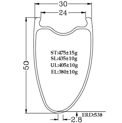 700c carbon bike rim 50mm profile 30mm outer wide 24mm or 25mm inner wide,asymmetric tubeless  Bola