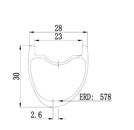 Bola 700C 30mm Asymmetric Carbon Tubeless Rim | 28mm Wide
