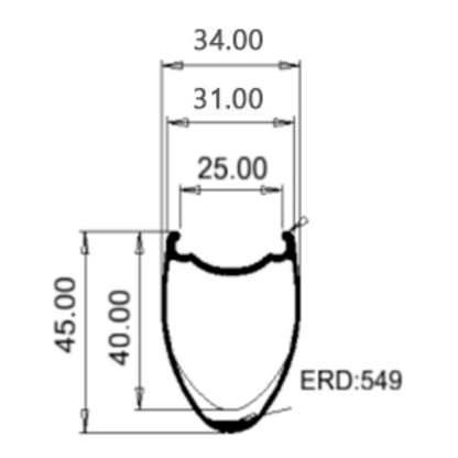 700c 34mm wide carbon gravel bike rim with 40mm and 45mm high wave aerodynamic design for disc brake,UV shape Bola