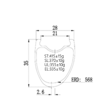 Bola 700c 35mm Asymmetric Carbon Tubeless Rim, 28mm Wide Carbon Fiber Sporting Goods