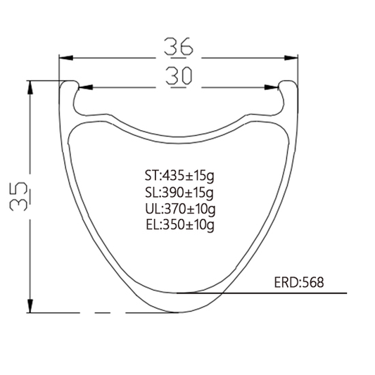 700C 35mm Tubeless Carbon Gravel Rim 36/30mm | Bola