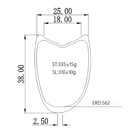 700c Asymmetric Carbon Tubular Rim 38mm Depth, 25mm Wide Carbon Fiber Sporting Goods