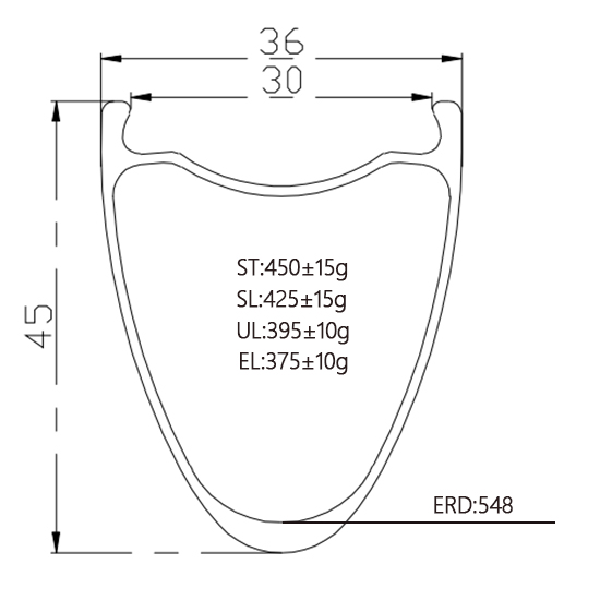 700C 45mm Tubeless Carbon Rim 36/30mm Wide | Bola
