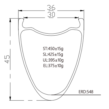 700C 45mm Tubeless Carbon Rim 36/30mm Wide | Bola