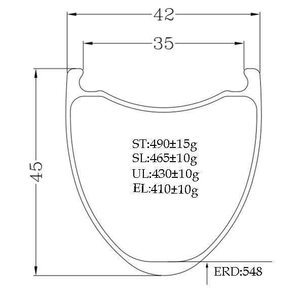 Bola 700C Tubeless Carbon Gravel Rim — 42mm Outer / 35mm Inner,45mm Depth