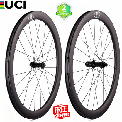 Bola CLA 50R 50mm Carbon Disc Wheelset 700C Tubeless, 28/30mm Wide, 1460g Carbon Fiber Sporting Goods
