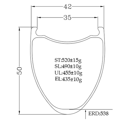 Bola 700C 50mmTubeless Carbon Gravel Rim — 42mm Outer / 35mm Inner Wide