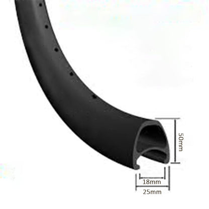 Clincher 700C carbon rim 50mm profile  25mm outer wide 18mm inner wide,bola