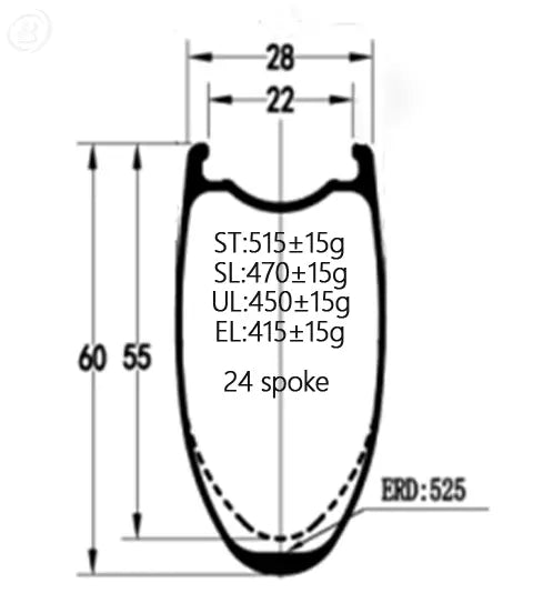 700C Carbon Road Rim | 28mm Wide | 55mm & 60mm Depth | Disc Brake | 24-Spoke Carbon Fiber Sporting Goods