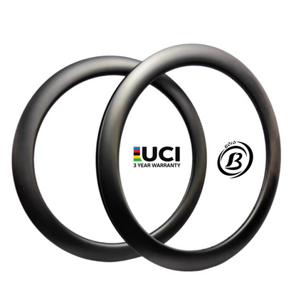 700c Carbon Tubular Road Rim – 50mm deep, 25mm wide, lightweight at 355g, featuring UCI logo and 3-year warranty.