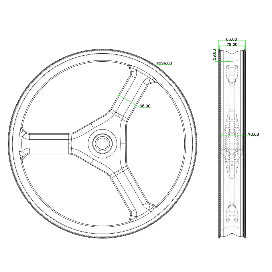 Set ruote Fat Bike BOLA 27.5 in carbonio | 85mm di larghezza, 79mm canale interno, 3 razze