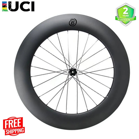 Bola CLA 700C 88mm Aero Carbon Disc Brake Front Wheel for Triathlon & TT – Tubeless, 18/21mm Internal, 25/28mm External Carbon Fiber Sporting Goods