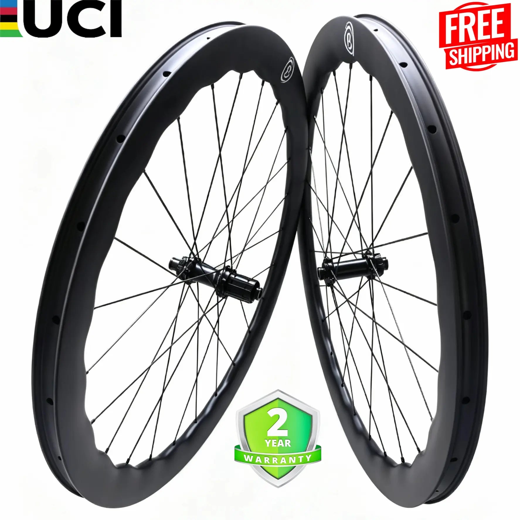 Bola ELT 450W Carbon Wave Gravel Wheelset 700C – 45/50mm, 24mm Internal, Tubeless, 1310g Carbon Fiber Sporting Goods