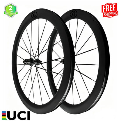 Bola PRO 50R Carbon Disc Wheelset – 700C, 50mm, 28/30mm Wide, T800 Tubeless, Flat Carbon Spokes, Ceramic Hub, 1200g Carbon Fiber Sporting Goods